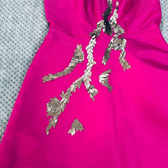 VINTAGE PAMELA ROLAND PARIS HILTON RUNWAY SHORTSLEEVE PURPLE SEQUIN SILVER DRESS - Picture 4 of 10